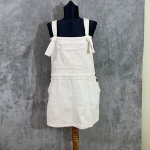 Miou Muse Cotton Overall Pinafore Mini Dress Women Size S Creme Rodeo western